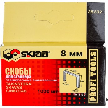 Оцинкованные скобы для степлера SKRAB тип 53 8 мм 1000 шт.